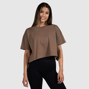2023 Summer Custom Logo Women Clothing Blank <b>Short</b> <b>Sleeve</b> Cotton <b>Knitted</b> Crop <b>Top</b> T-Shirt - Product Image 1