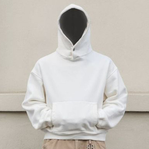 เสื้อมีฮู้ดฮิปฮอปโอเวอร์ไซส์วินเทจสะพายไหล่สไตล์สตรีทฝรั่งเศส - Product Image 3