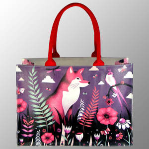 พิมพ์ดิจิตอลแฟชั่นผ้าใบกระเป๋าช้อปปิ้งนกสัตว์พิมพ์ พิมพ์เต็มรูปแบบที่แข็งแกร่งจับผ้าใบกระเป๋าไลฟ์สไตล์กระเป๋าโปรโมชั่น - Product Image 3