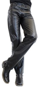Nouveau pantalon pour hommes noir coupe ajustée personnalisé 100% cuir de mouton souple de haute qualité Style décontracté taille moyenne lavage foncé Service OEM disponible - Product Image 4
