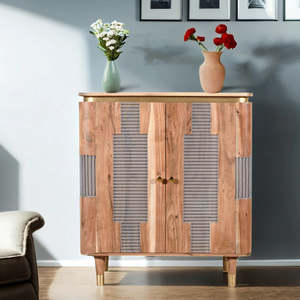 Aparador de 2 puertas de madera de acacia moderno de Berkley para uso en sala de estar y hotel - Product Image 2