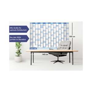 XXL 2026 Wall <b>Table</b> Desk Calendar Poster 250 Gsm <b>Matte</b> Paper Office Use with Clock and Promotion Features - Product Image 6