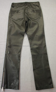 À la mode femmes noir Faux cuir respirant Moto & Biker pantalon plat avant taille haute poche arrière cheville fermeture éclair décontracté tenue de fête - Product Image 3