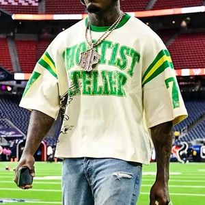 Boxy Hip Hop T-shirt surdimensionné pour homme 250 GSM Support en coton lourd Sun Faded Custom Drop Graphic Luxury Streetwear Printed Pattern - Product Image 6