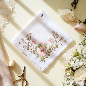 Hemstitch ผ้าเช็ดปากชาผ้าลินินเนื้อละเอียดสีขาวผ้าลินินปักลายอักษรย่อสไตล์ญี่ปุ่นปรับขนาดได้ตามต้องการ - Product Image 3