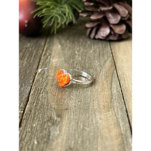 Rose Gold Plated Stainless Steel <b>Ring</b> with Orange <b>Opal</b> Inlay Trendy Fashion Jewelry Gift - Product Image 3
