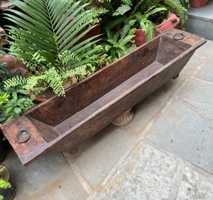 Grand pot à fleurs en bois vintage Khaliya, style d'art antique moderne, rectangulaire, 100% fait à la main, décoration murale, maison, hôtel, art Kamal - Product Image 2