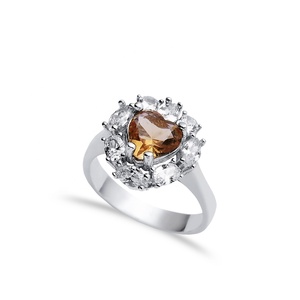 แหวนซัลทาไนต์คลัสเตอร์หัวใจ15x16มม. พลอยเปลี่ยนสีได้แบบตุรกี925เงินสเตอร์ลิงชุบโรเดียม - Product Image 1