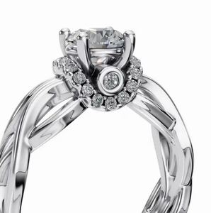 Forever Radiance Halo Bague en diamant pour femmes Nouveau design en argent sterling torsadé pour fiançailles de mariage Cadeau parfait religieux - Product Image 5