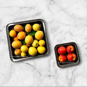 Assiettes de service en métal aspect royal pour la maison et les hôtels Collations aux fruits secs de table Plateaux de service alimentaires polyvalents - Product Image 6