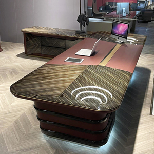 FAST Durable Modern Executive Desk Solid Walnut Wood Water Resistant Box <b>Drawer</b> Storage Home <b>Office</b> Workstation Manager Table - Product Image 2