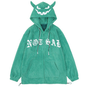 OEM de peso pesado de algodón de lana Puff sudaderas con capucha de gran tamaño cuernos de diablo personalizado 3D Puff impresión bordado Logo sudaderas con capucha - Product Image 4