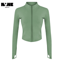 Chaqueta de Yoga Deportiva con Cierre, Corte Ajustado, Manga Larga, con Orificios para Pulgares, Transpirable, de Secado Rápido, 100% Poliéster