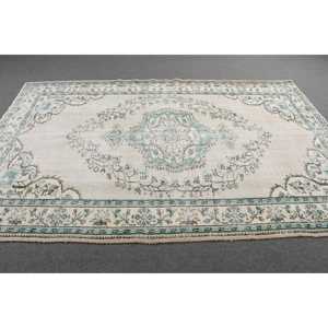 Tapis turc 5,9 x 9,1 pieds, tapis vintage, tapis oriental blanc en laine - Product Image 3