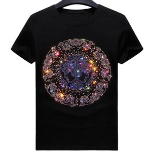 T-shirt da uomo taglie forti <span class=keywords><strong>con</strong></span> <span class=keywords><strong>stampa</strong></span> unica e strass, 100% cotone, vestibilità ampia, ecologica, traspirante, ad asciugatura rapida, per vendita <span class=keywords><strong>online</strong></span> - Product Image 1
