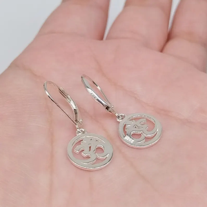Classic Summer Fine Jewelry Sterling <b>Silver</b> Om Earrings 925 <b>Solid</b> <b>Silver</b> Hollow OM Circle Lever Back Earrings for Women - Product Image 3