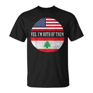 T-shirt Drapeau USA Demi-Américain Demi-Libanais avec ADN d'Origine – Produit Promotionnel - Product Image 1