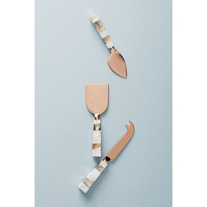 Ensemble d'argenterie faite à la main Design forgé 3 pièces couteau à fromage en acier inoxydable fourchette trancheuse ustensiles de cuisine en bambou pour une utilisation sur table - Product Image 3