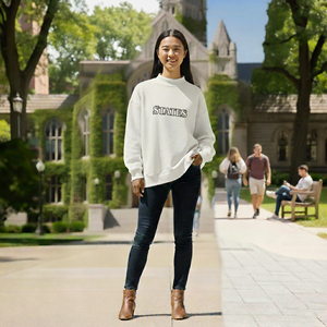 Diseño personalizado de gran tamaño suelta invierno Streetwear sudadera para mujer algodón polar francés Terry Phi Sigma Nu cuello simulado - Product Image 1