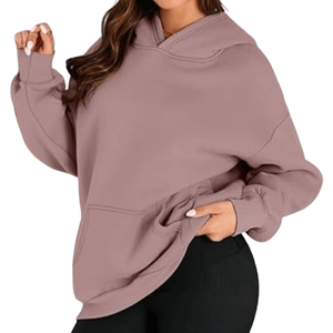 Sweat à capuche oversize en molleton de coton de qualité supérieure pour femme, coupe décontractée, coupe-vent, collection automne/hiver - Product Image 6