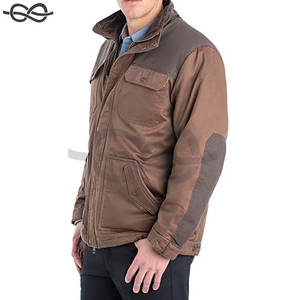 Veste de travail en coton durable pour hommes, grande veste de terrain doublée de flanelle, col montant, bouton avant, poches multiples, résistante à l'eau - Product Image 4
