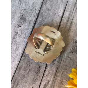 Kathleen Chavez Golden Hill Dainty Cluster <b>Ring</b> Turquoise & <b>Sterling</b> <b>Silver</b> Bezel <b>Set</b> Smooth Cut Stone Size 8.75 Everyday Wear - Product Image 5