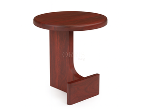 Mesita de Noche Redonda con Base Esculpida, Acabado Liso, Diseño de Madera Artesanal Duradero para Interiores de Dormitorios Modernos - Product Image 3