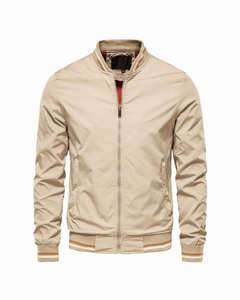 Chaqueta Bomber de Color Sólido para Hombre, Corte Ajustado, Estilo Casual de Béisbol, Moda Otoñal de Alta Calidad con Logotipo Frontal - Product Image 3