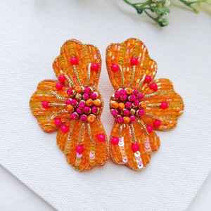 Pendientes de cuentas de estilo americano europeo, tachuelas bohemias occidentales rojas de loro, estilo clásico para bodas, venta al por mayor empanada de oro - Product Image 3