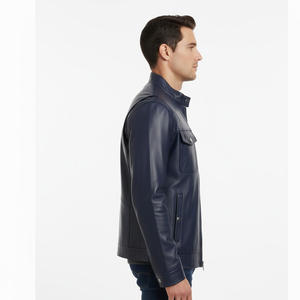 Chaqueta de motorista de piel de oveja hecha a mano para hombre, proveedor mayorista de fábrica OEM, ropa de abrigo elegante y duradera cálida, ropa de moto - Product Image 6