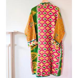 Long <b>Kantha</b> <b>Jacket</b> Vintage Relaxed Fit Christmas Gift Statement <b>Jackets</b> <b>Kantha</b> Work Coat <b>Kantha</b> Quilting Pockets Bengali Kimino - Product Image 4