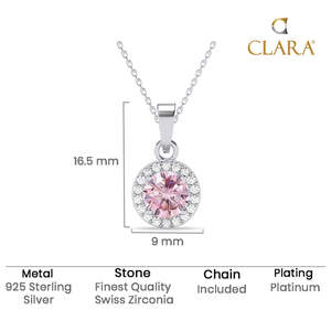 Colgante Solitario de Plata Rosa de Moda con Baño de Rodio en Cadena de Oro Blanco, Oro Rosa y Oro Platino de 18k para Compromiso - Product Image 5