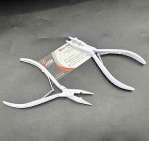 Vente en gros de pinces d'extension de cheveux en microperles avec logo personnalisé Outils d'extension de cheveux en acier inoxydable blanc mat durable - Product Image 1