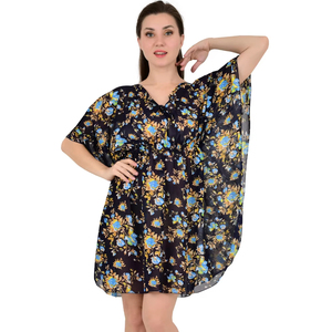 Diseñador indio de las mujeres Casual Oficina y fiesta desgaste verano playa Top estilo Formal impreso corto Kaftan vestido vacaciones playa-listo - Product Image 1