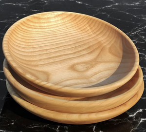 Ensemble d'assiettes et bols de service en bois naturel Assiettes et bols en acacia de cuisine Assiettes en bois - Product Image 4