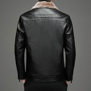 OEM Custom Logo Fashion Outdoor Men Streetwear Leather Jacket <b>Coat</b> - Product Image 3