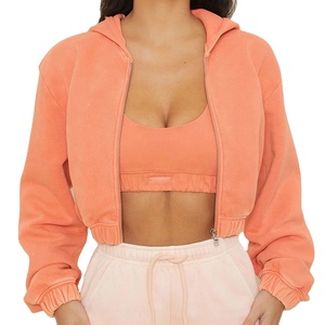 เสื้อฮู้ดครอปซิปสำหรับผู้หญิง ดีไซน์ล่าสุด ผ้าฝ้าย 100% สำหรับฤดูหนาว พร้อมฮู้ดแบบมีเชือกผูก ปรับแต่งสีและขนาดได้ - Product Image 3