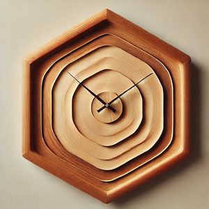 HORLOGE MURALE EN BOIS PERSONNALISÉE POUR UNE DÉCORATION MAISON ÉLÉGANTE Corps en bambou MODERNE avec Rosh naturel pour les occasions de mariage - Product Image 1