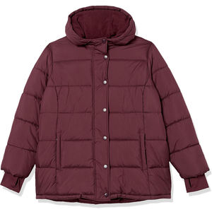 Chaqueta acolchada ligera de manga larga resistente al agua para mujer, logotipo personalizado, talla grande, con capucha, cierre de cremallera para invierno - Product Image 6