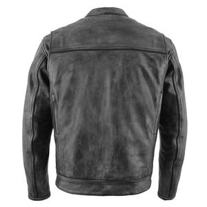 Veste en cuir marron pour homme, veste de moto en cuir véritable d'agneau - Product Image 4
