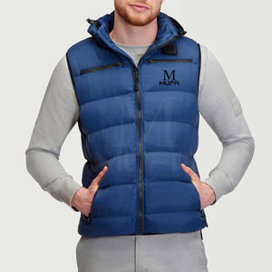 Meilleure vente directe d'usine manteau d'hiver de haute qualité respirant bouffant Gilet Logo personnalisé doux Polyester tissu fermeture éclair hommes - Product Image 3