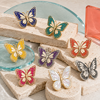 Broches personnalisées en émail papillon coloré, badges en métal doré, broches de revers en nacre, vente en gros