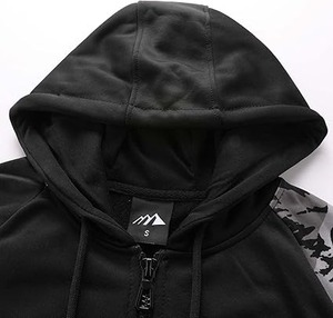 Pull pour homme Fermeture éclair surdimensionnée Unisexe Poids lourd 100% Coton Polaire Noir Fermeture éclair complète personnalisée Blank Full Face Zip Hoodie pour homme - Product Image 4