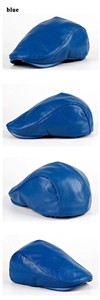 Printemps hiver unisexe en cuir véritable béret chapeaux hommes femmes blanc bleu casquette à visière mâle mince décontracté camionneur casquettes Bonnet - Product Image 6