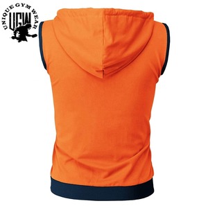 OEM personalizado de los hombres ropa de fitness sin mangas Sudadera con capucha conjunto 50% Algodón 50% poliéster impreso Oversize chaqueta con capucha de verano - Product Image 6