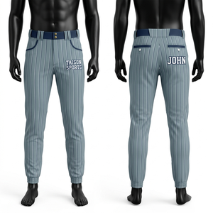Pantalon de baseball pour homme en polyester et élasthanne 260 GSM de qualité supérieure, design à rayures fines orange, détail de panneau latéral, logo personnalisé par transfert thermique, coupe ajustée - Product Image 2