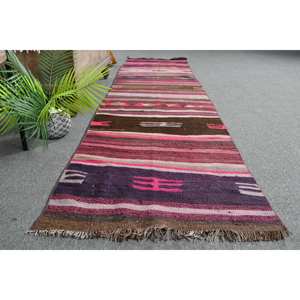 <b>Traditional</b> Pink Brown Wool <b>Rug</b> 2.3x9.3ft Handmade Turkish Rectangle <b>Rugs</b> Patchwork Design for Living Room Latex New Bedside <b>Rug</b> - Product Image 4