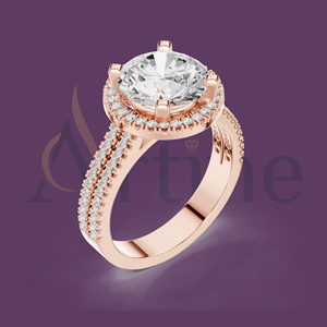 Anillo de moissanita de 10K con diseño de Halo oculto Joyería de lujo - Product Image 1