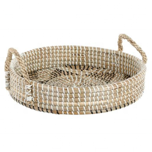 Top Standard produit vente chaude plateau de rangement de service tissé à la main rond plateau de service en osier avec poignées décor à la maison biodégradable - Product Image 4