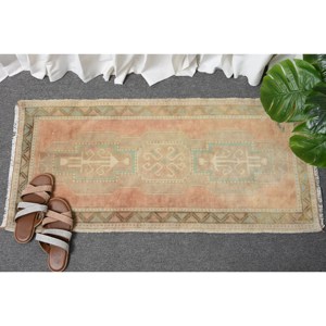 Tapis en laine turque vintage de 160x350 pieds, motif patchwork beige et bleu, tissage plat, support en latex pour décorations de salon - Product Image 4